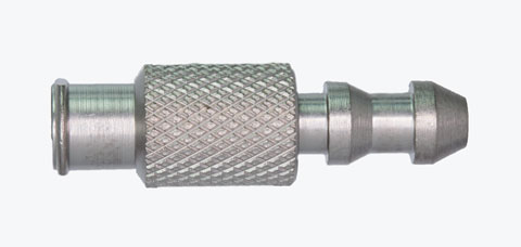 A1241 Female Luer to .218" OD Barb (5/16" round body, knurled) Plated Brass Luer to Tube Barb S4J Manufacturing